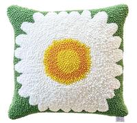 ANSIWEIGO Set di tappeti fai da te - federa Latch Hook 43 x 43 cm - set fai da te per adulti e bambini - decorazione da parete e accessori per la casa - margherita bianca