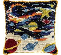 ANSIWEIGO Set moderno per punto croce, set fai da te, per adulti, con motivo prestampato, 45 x 45 cm, con filo da ricamo e istruzioni, pianeta universo