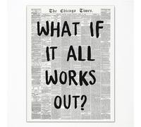 Anslipswar Stampa artistica da parete su tela vintage in bianco e nero con citazione di affermazione What If It All Works Out Room, stampa tipografica retrò per appartamento camera da letto, 30,5 x