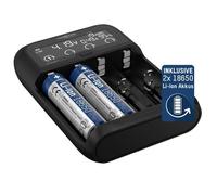 Ansmann 1001-0122-01 Lithium 4 Universalladegerät mit 2x 18650 Akkuzellen (2600