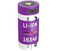 Batteria Li-Ion 16340 850mAh con presa di ricarica