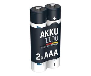 Ansmann 1x2 NiMH 1100 mAh Micro / AAA / HR03 Mini Stilo AAA Nichel-Metallo Idruro [NiMH] (ANSMANN Micro batteri - 2 x AAA - NiM NEW