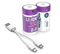ANSMANN 2 batterie Baby C agli ioni di litio con connettore USB di tipo C, ricaricabili tramite USB-C, ad alta potenza di 1,5 Volt e 2500 mAh/adatto per telecomando, controller, lampade, giocattoli,