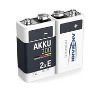 ANSMANN 2x Batteria ricaricabile 9V - Tipo 300mAh (min. 270 mAh) NiMH - Pila E-Block prericaricata