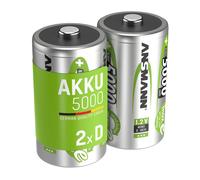 Ansmann 2x Batterie Ricaricabili Stilo Mono D - 5000 Mah 1,2 V Nimh - Pila A Ric