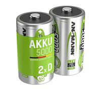 ANSMANN 2x Batterie ricaricabili stilo Mono D - 5000 mAh 1,2 V NiMH - Pila a ricarica veloce - fino a 1000 cicli di ricarica eco-friendly