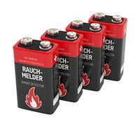 ANSMANN 4x Batterie alcaline per rilevatori di fumo incendi - Pacchi batterie 9V per sensori movimento allarme rilevatore CO - E-Block Longlife