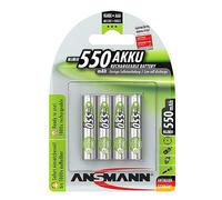 ANSMANN 4x Batterie ricaricabili mini stilo AAA - 550 mAh 1,2 V NiMH - Pila a ricarica veloce - fino a 1000 cicli di ricarica eco-friendly