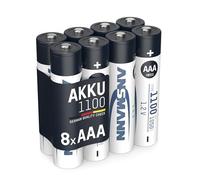 ANSMANN 8x batteria ricaricabile tipo AAA 1100 mAh (min. 1050 mAh) NiMH 1,2 V - Batterie micro AAA ricaricabili, alta capacità per un'elevata richiesta di potenza