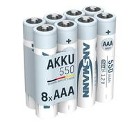 ANSMANN 8x Batterie ricaricabili mini stilo AAA - 550 mAh 1,2 V NiMH - Pila a ricarica veloce - fino a 1000 cicli di ricarica eco-friendly