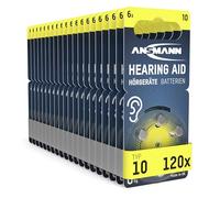 ANSMANN AG ANSMANN - Batterie per apparecchi acustici, 10 (giallo, 120 pezzi) tipo 10 P10 PR70 ZL4 - ZZinco aria 1,4 V - Batteria per apparecchi acustici, amplificatori, accolpi, 10 - giallo