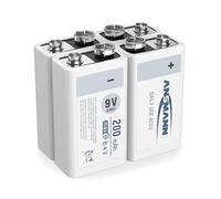 ANSMANN Batteria 9 V Block 200 mAh NiMH 4 pezzi con bassa autoscarica - Batterie ricaricabili maxE ad alta capacità - Batteria da 9 Volt per misuratore, multimetro, giocattoli, telecomando e molto altro ancora.