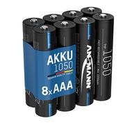 Ansmann Batteria AAA - Micro AAA ricaricabile, alta capacità ideale per elevati consumi di corrente come veicoli telecomandati, microfono, strumenti elettronici 8 pz Hohe Kapazität Nero
