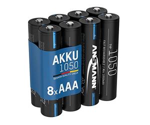 Ansmann Batteria AAA - Micro AAA ricaricabile, alta capacità ideale per elevati consumi di corrente come veicoli telecomandati, microfono, strumenti elettronici 8 pz Hohe Kapazität Nero
