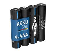ANSMANN batteria ricaricabile AAA 550mAh NiMH 1.2V - Batterie ricaricabili micro AAA a bassa autoscarica ideali per telecomandi, luci da giardino, giocattoli, dispositivi medici (4 pezzi)