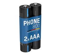 ANSMANN Batterie ricaricabili per telefono HR03 da 800 mAh (confezione da 2) - Batterie DECT per telefono cordless o babyphone - ricarica rapida e batterie a bassa autoscarica