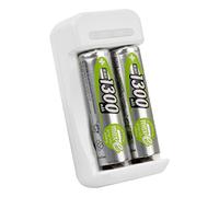 ANSMANN caricabatterie AA AAA per 1-2 batterie NiMH Basic 2 caricabatterie con batterie - caricabatterie con timer e spegnimento automatico per batterie ricaricabili incl. 2 batterie Mignon AA 1300mAh