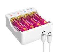 ANSMANN Caricabatterie al litio - Pure Power Set: 4 batterie ricaricabili AA alta capacità con modulo di ricarica, lunga durata e tecnologia protezione, ideali per dispositivi alto consumo energetico