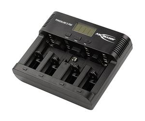 ANSMANN Caricabatterie Powerline 5 Pro - Stazione di ricarica per batterie ricaricabili AAA AA C D E-Block 9V - Caricatore tester pile NiMH porta USB