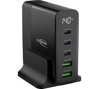 ANSMANN Caricatore a 5 porte USB fino a 140 W/Power Delivery e Quick Charge 3.0 con controllo intelligente della carica/Ideale per smartphone, tablet, ventilatori da tavolo, dispositivi LED