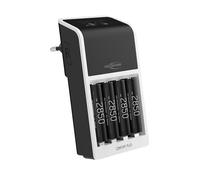 ANSMANN Comfort Plus caricabatterie + 4× ANSMANN AA 2800mAh batterie ricaricabili- compatibile per 1-4 batterie ricaricabili NiMH Micro AAA/Mignon AA o 1-2 AAA/AA e un 9V E-Block NiMH