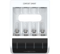 ANSMANN Caricabatterie per batterie da 1-4 batterie NiMH AA o AAA, caricatore automatico con tecnologia di ricarica Perfect-7, monitoraggio singolo e modalità repair - Comfort Smart