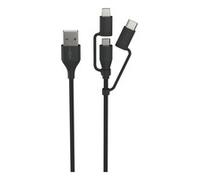 Ansmann Cavo di ricarica USB 3 in 1, micro USB/Type-C/Lightning, certificato Apple MFi, cavo dati da 480 Mbit/s, robusto rivestimento in tessuto e alloggiamento in alluminio, 120 cm, antracite