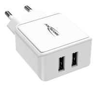 ANS 1001-0114 - Caricabatterie USB HC212, 5 V, 2400 mA, 2 porte, bianco