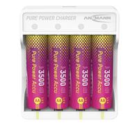 ANSMANN Caricabatterie al litio - Pure Power Set: 4 batterie ricaricabili AA alta capacità con modulo di ricarica, lunga durata e tecnologia protezione, ideali per dispositivi alto consumo energetico