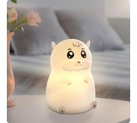 ANSMANN luce notturna per bambini, lampada animale, criceto in silicone, ricaricabile, dimmerabile, diversi colori