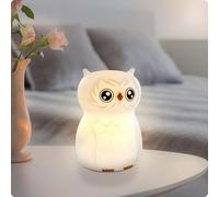 ANSMANN luce notturna per bambini, lampada animale, gufo in silicone, ricaricabile, dimmerabile, diversi colori