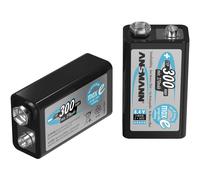 ANS MAXE 9V-300 - Batteria NiMh maxE, blocco 9 V, 300 mAh, confezione da 1 pezzo