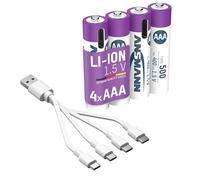 BATTERIA RICARICABILE LITIO TIPO MINISTILO AAA 400mAh (blister 4 pz con cavo ric