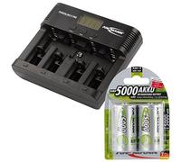 ANSMANN Powerline 5 Pro Caricabatterie Per 1-4 Batterie Nimh/Nicd Batteria 9V Nimh/Nicd E-Block e USB incl. 2x ANSMANN maxE Mono D 5000mAh