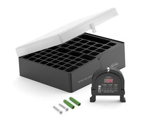 ANSMANN Scatola per batterie con tester - 48 batterie 20x Micro AAA 24x stilo AA 4x 9V - Organizer portatile con coperchio semi trasparente chiusura