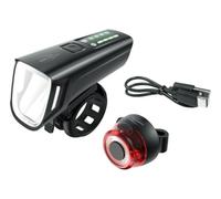 Ansmann StVZO - Set di fanali per bicicletta, alimentati a batteria e ricaricabili tramite USB, CREE LED, resistenti alla pioggia, facile da montare, rimovibili