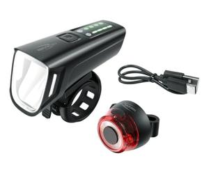 Ansmann StVZO - Set di fanali per bicicletta, alimentati a batteria e ricaricabili tramite USB, CREE LED, resistenti alla pioggia, facile da montare, rimovibili