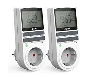 Ansmann timer AES4, display LCD da 2,1", 3680W, timer digitale con 10 tempi di commutazione al giorno, funzione casuale, commutazione ora legale, 1260-0006