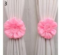 ANSNOW Fermatenda per Tende, 1 Paio Di Fiori in Voile Rosa con Nafermatenda per Tende per Soggiorno, Camera da Letto/Rosa