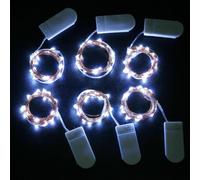 anso 12 confezioni da 10/20 LED a batteria, micro filo di riso in rame, luci decorative per feste (bianco freddo, 10 LED)