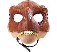 anso Halloween Velociraptor Dinosaur Dino Moving Mask Camp Cretaceo Latex Facecover (Marrone)