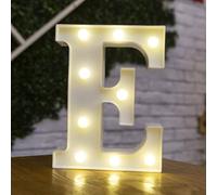 Anso, Lettere alfabetiche LED con numeri illuminati, lettere in plastica bianca da posizionare, dalla A alla Z, 0~9 (Lettera E)