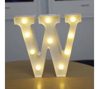 anso Lettere dell'alfabeto a LED che si illuminano con numeri, in plastica, bianche, decorazione in piedi, dalla A alla Z, 0-9 (lettera W)