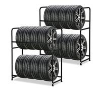 Ansobea 2X Porta Gomme Auto da Garage, Supporti per Pneumatici per 8 Pneumatici, capacità di carico 180 kg, con Copri Pneumatici Auto, Portagomme Porta Cerchioni Garage Cantina,107 x 46 x 117 cm