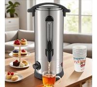 Ansobea Bollitore per vin brulé, 10 l, 1500 W, con rubinetto termostato, in acciaio inox con indicatore del livello dell'acqua, temperatura regolabile da 30 a 110 °C, macchina per bevande calde, 10