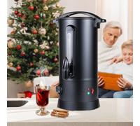 Ansobea Bollitore per vin brulé, 10 l, 1800 W, con termostato, macchina per bevande calde in acciaio inox, temperatura regolabile da 30 a 110 °C, pentola per vin brulé con rubinetto, nero