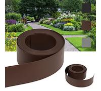Ansobea Bordo per prato in plastica, facile da lavorare, in plastica robusta, resistente ai raggi UV e alle intemperie, per aiuole, prato, invisibile, 10 m x 10 cm (lunghezza x altezza), marrone
