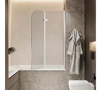 Ansobea Parete doccia per vasca da bagno, 100 x 140 cm, 2 pezzi, pieghevole, vetro di sicurezza monolocale da 6 mm, colore: argento trasparente, parete per vasca da bagno con vasca da bagno
