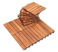 Ansobea Piastrelle in legno di acacia, 30 x 30 cm, 55 pezzi, 5 ㎡, per balcone, piastrelle a clic, mosaico per giardino, patio, resistente alle intemperie (6 listelli)