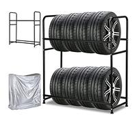 Ansobea Porta Gomme Auto da Garage, Supporti per Pneumatici per 8 Pneumatici, capacità di carico 180 kg, con Copri Pneumatici Auto, Portagomme Porta Cerchioni Garage Cantina,107 x 46 x 117 cm